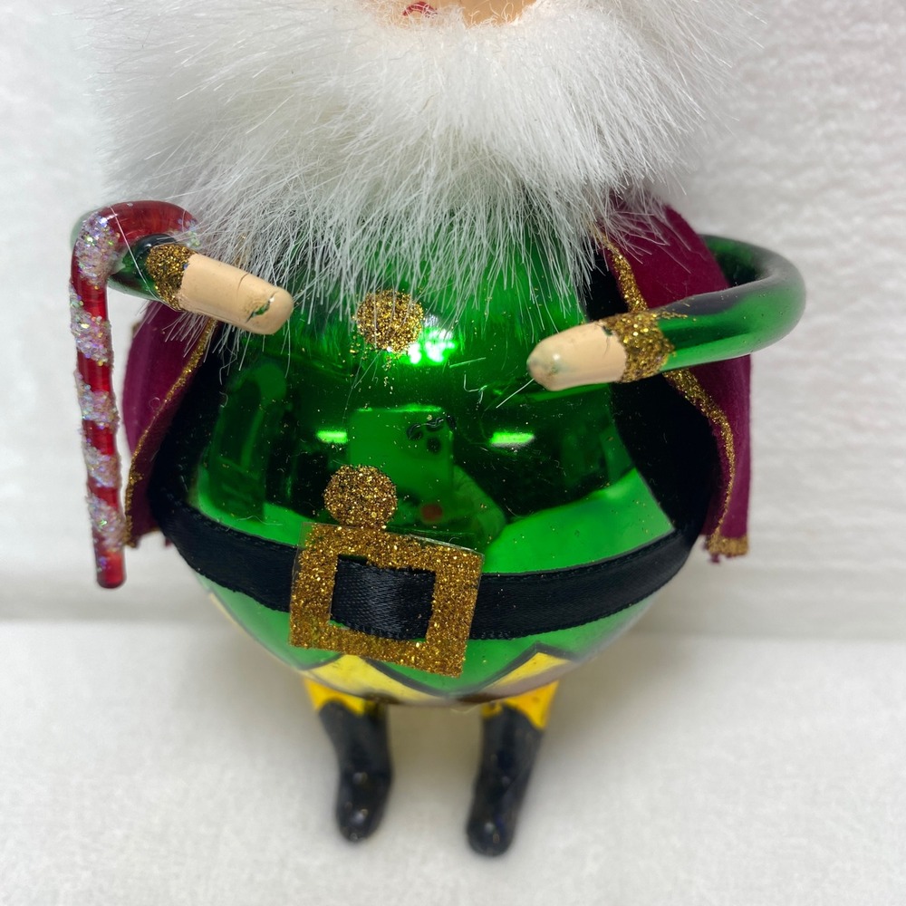 VTG European Style Glass Santa Ornament Hand Blown Christmas Elf Gnome - Picture 3 of 9